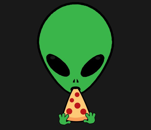 Alien Eating Pizza